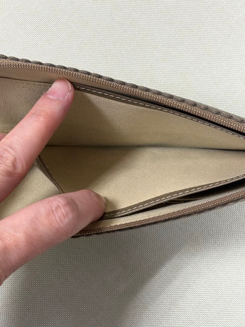 ATAS レザー長財布 アーモンド