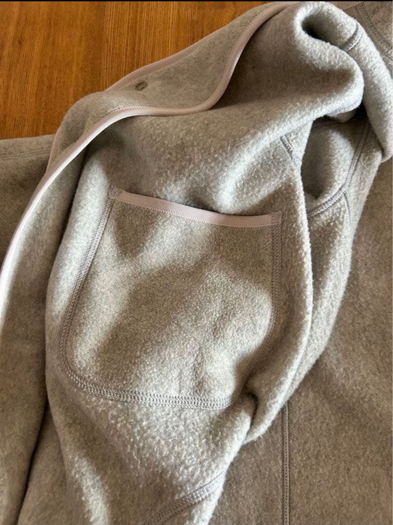 DANTON ＊ノーカラーフリースジャケット＊ベージュグレー＊サイズ40