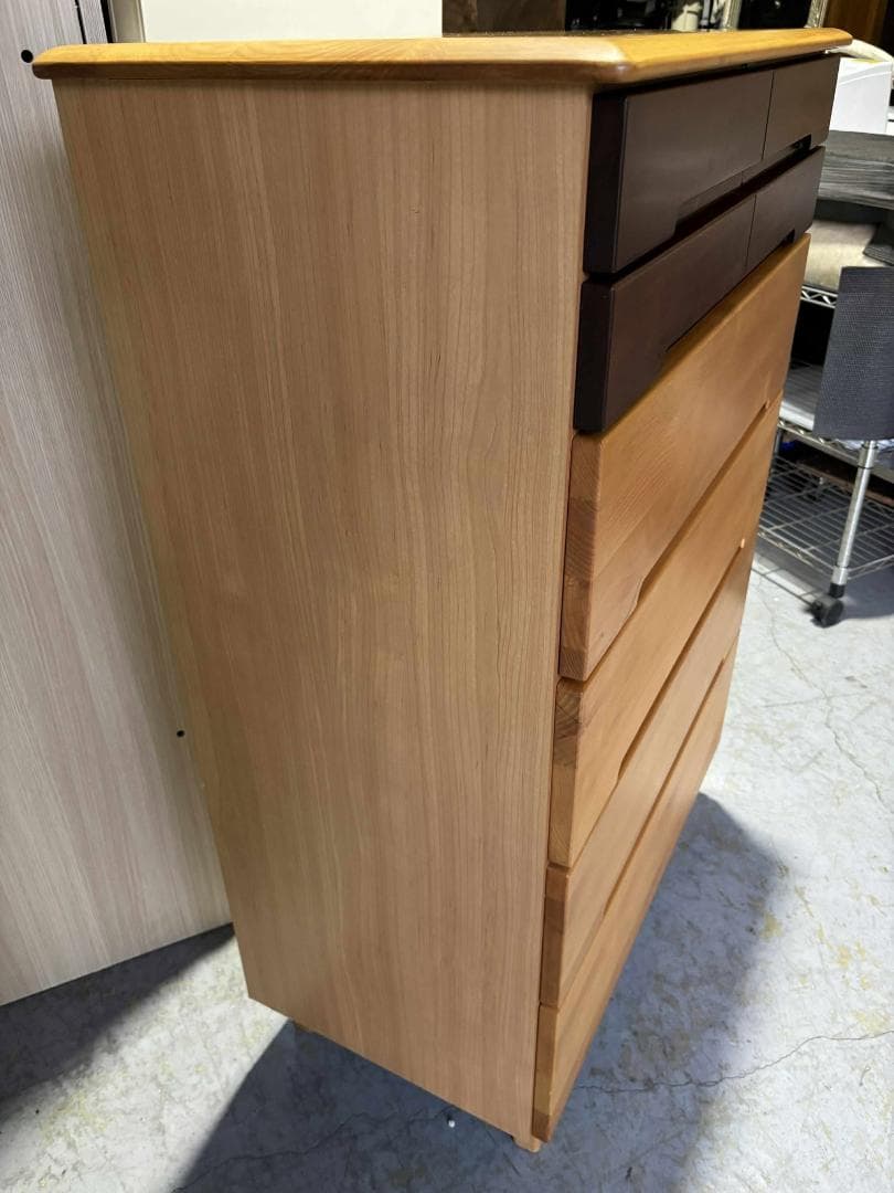 ペコ 服部家具 モダン ハイチェスト、整理タンス 6段幅80cm Used