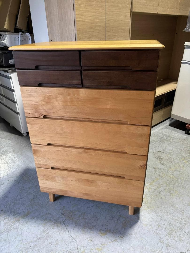 ペコ 服部家具 モダン ハイチェスト、整理タンス 6段幅80cm Used