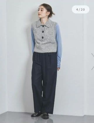 新品タグ付き ユナイテッドアローズ ベスト ニット レイヤード ウール グレー