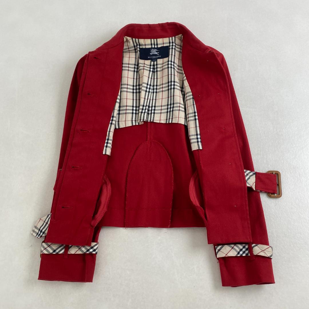 バーバリーロンドン　トレンチコート　クロップド丈　ベルト　S相当　ノバチェック