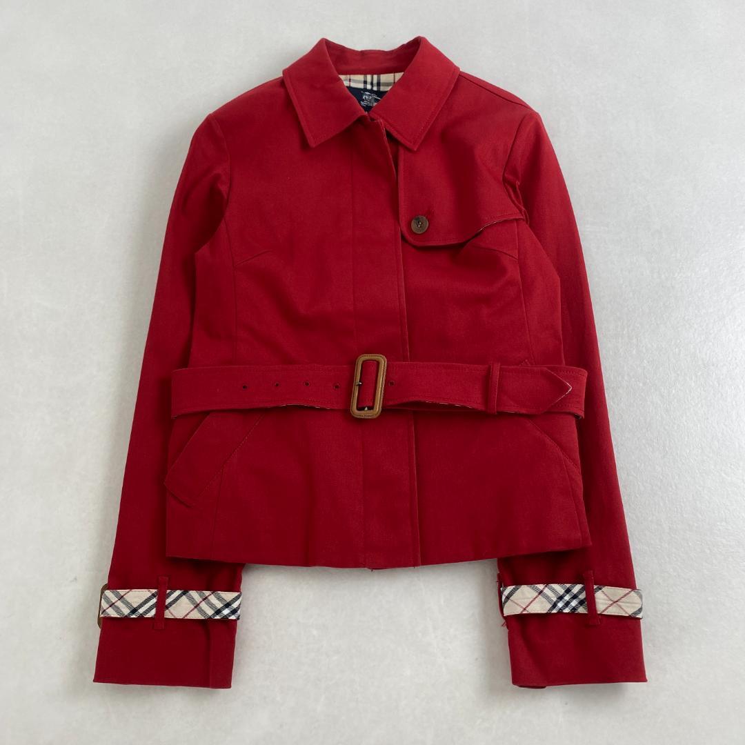 バーバリーロンドン　トレンチコート　クロップド丈　ベルト　S相当　ノバチェック