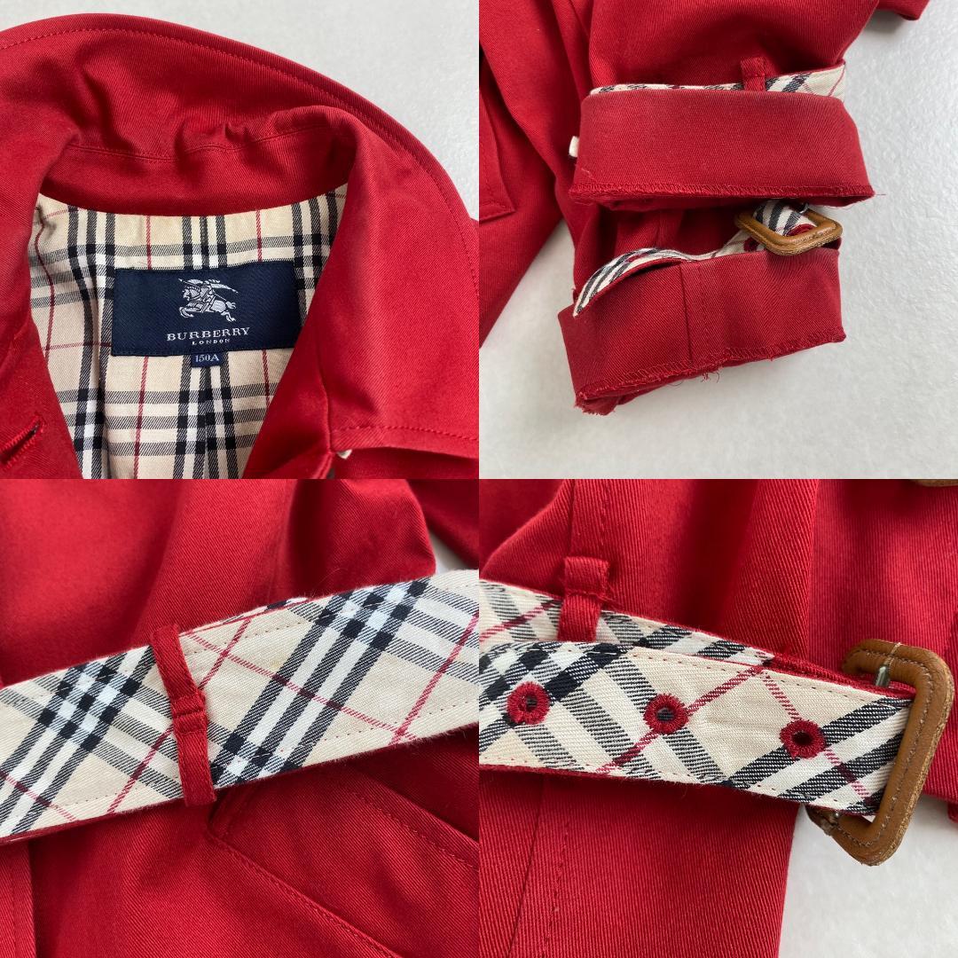 バーバリーロンドン　トレンチコート　クロップド丈　ベルト　S相当　ノバチェック