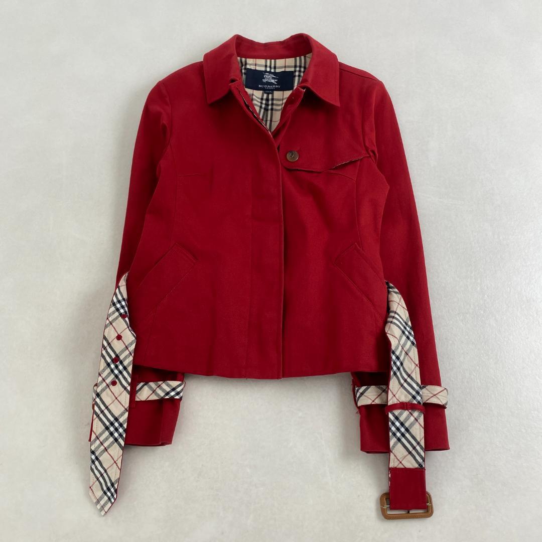 バーバリーロンドン　トレンチコート　クロップド丈　ベルト　S相当　ノバチェック