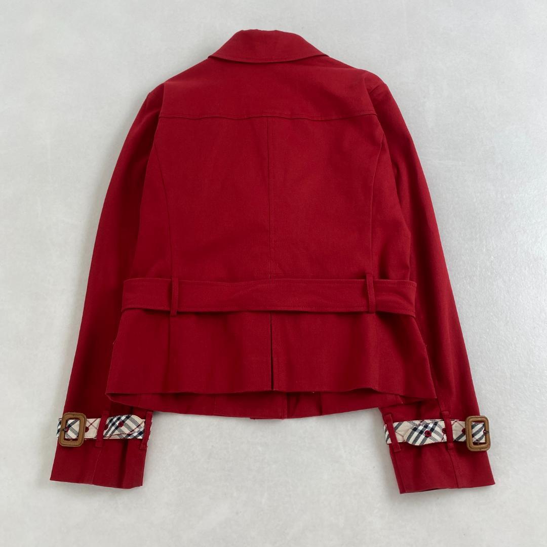 バーバリーロンドン　トレンチコート　クロップド丈　ベルト　S相当　ノバチェック