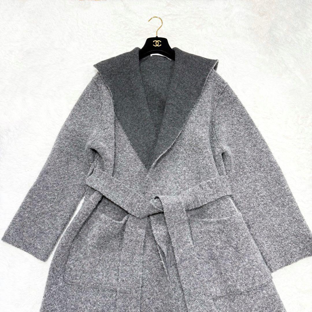 【美品✨】ギャルリーヴィーニットフードコート ガウンカーディガン 36