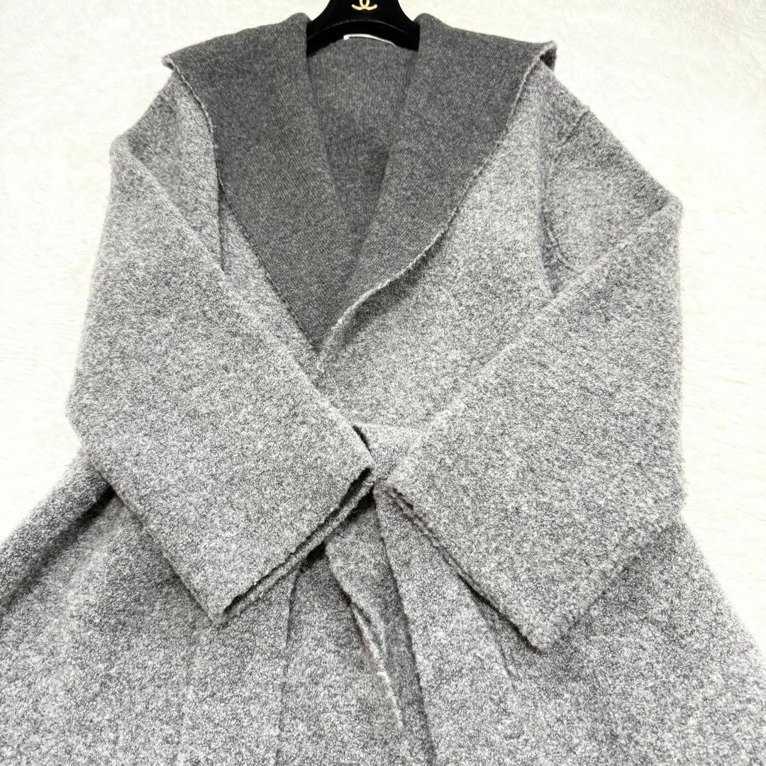 【美品✨】ギャルリーヴィーニットフードコート ガウンカーディガン 36