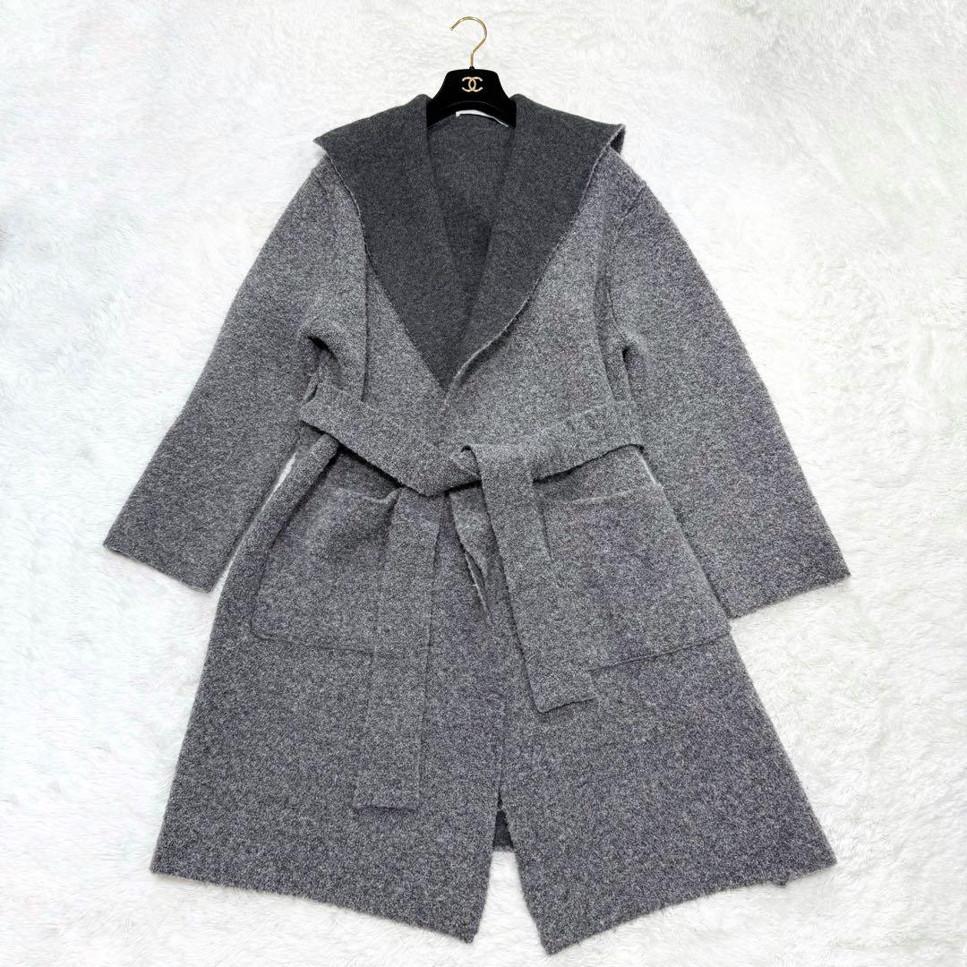 【美品✨】ギャルリーヴィーニットフードコート ガウンカーディガン 36