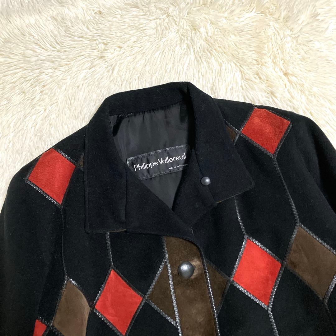 カシミヤコート philippe vallereuil　フランス製 アーガイル
