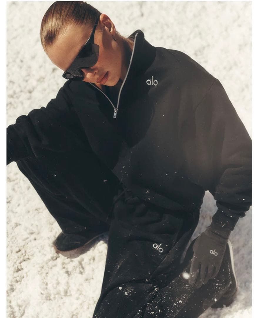 alo ブラック トレーナー 1/4ジップ