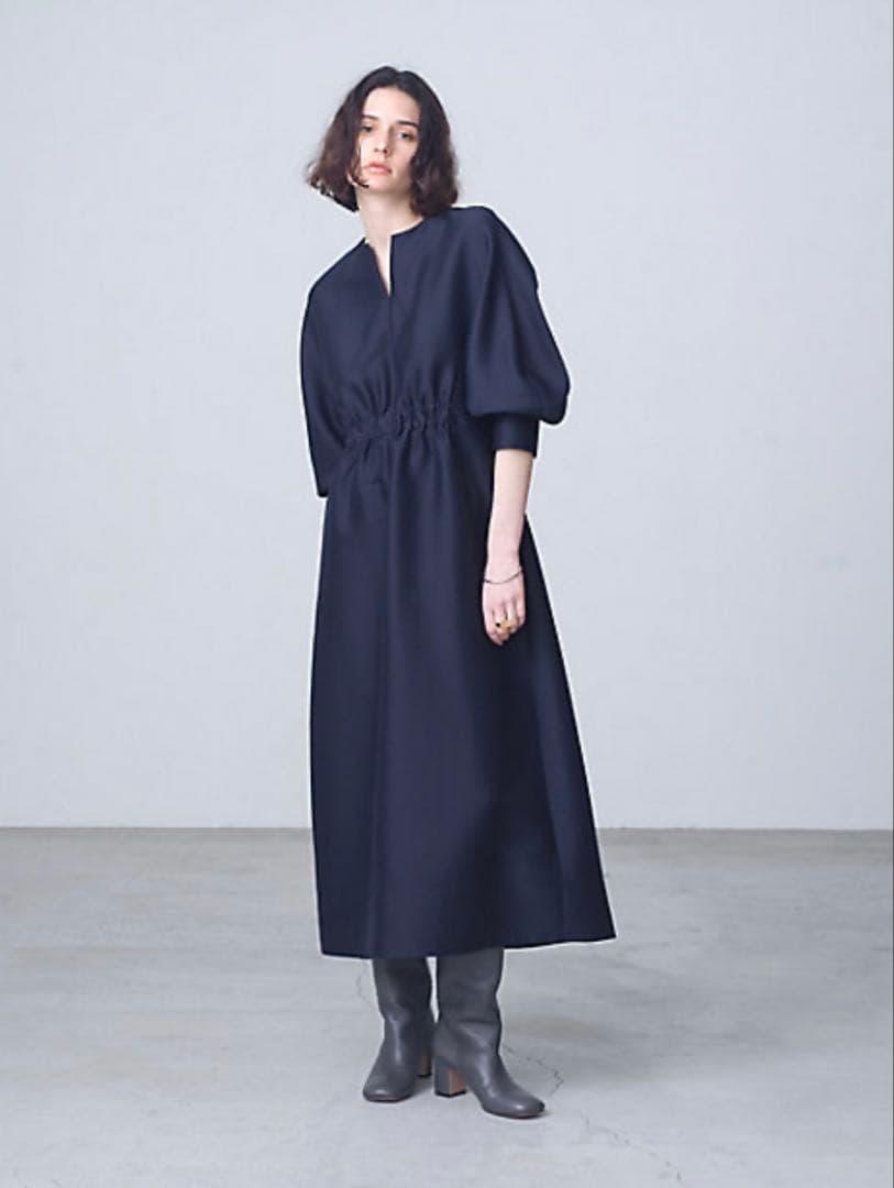 61600円 エブール　ebure クリアダブルクロスワンピース ブラウン 36