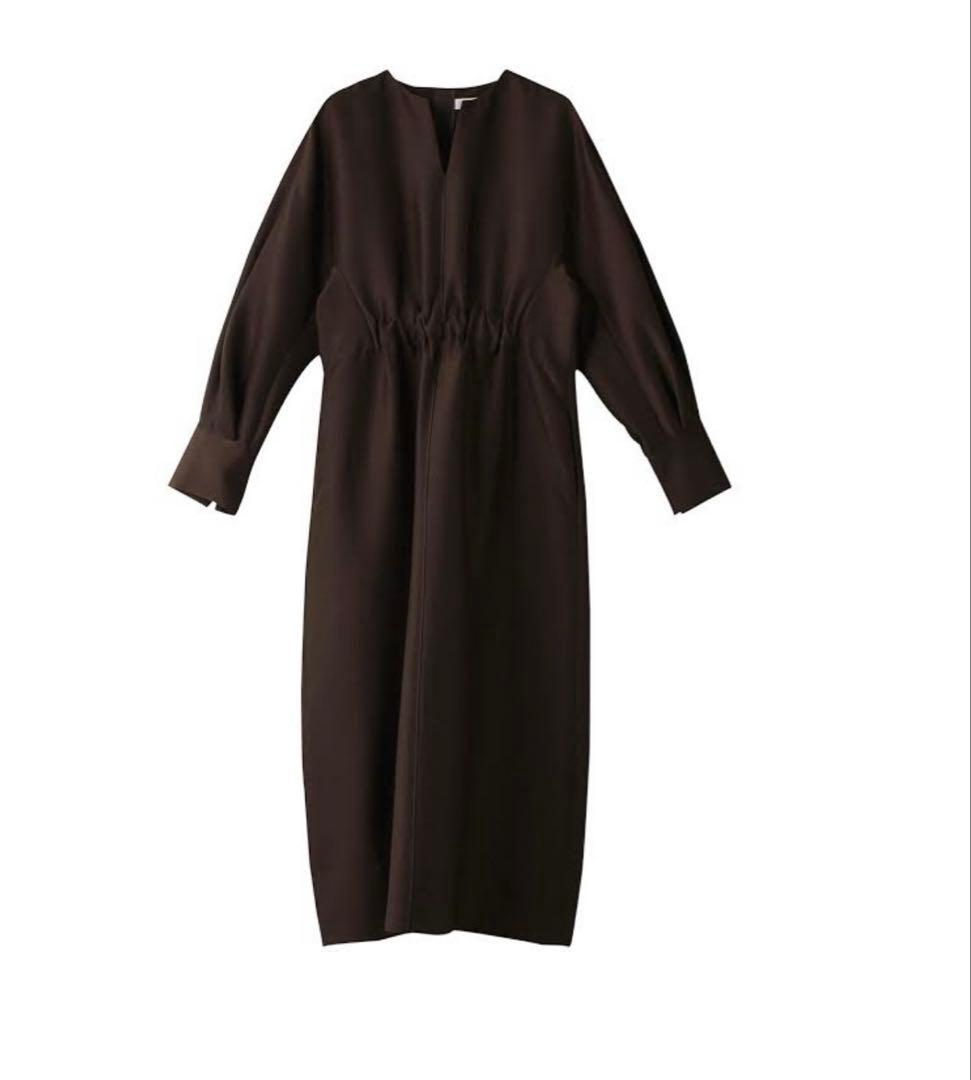 61600円 エブール　ebure クリアダブルクロスワンピース ブラウン 36