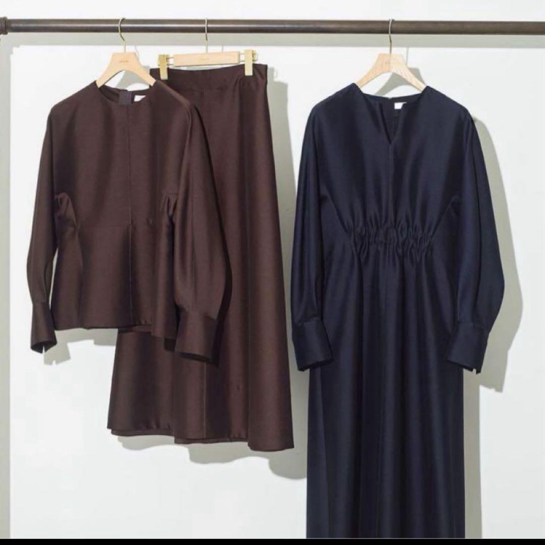 61600円 エブール　ebure クリアダブルクロスワンピース ブラウン 36