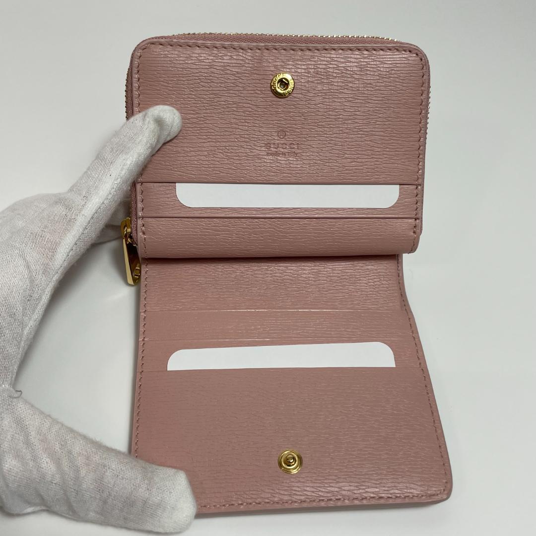 グッチ 772639 ミニウォレット 二つ折り財布 ピンク MBZ087
