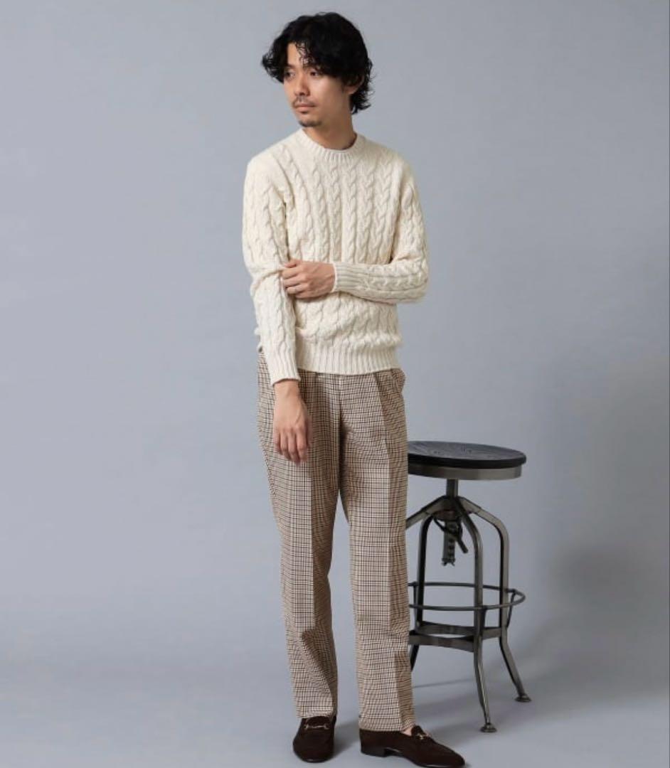 BEAMSFガンクラブチェック2アウトプリーツスラックス