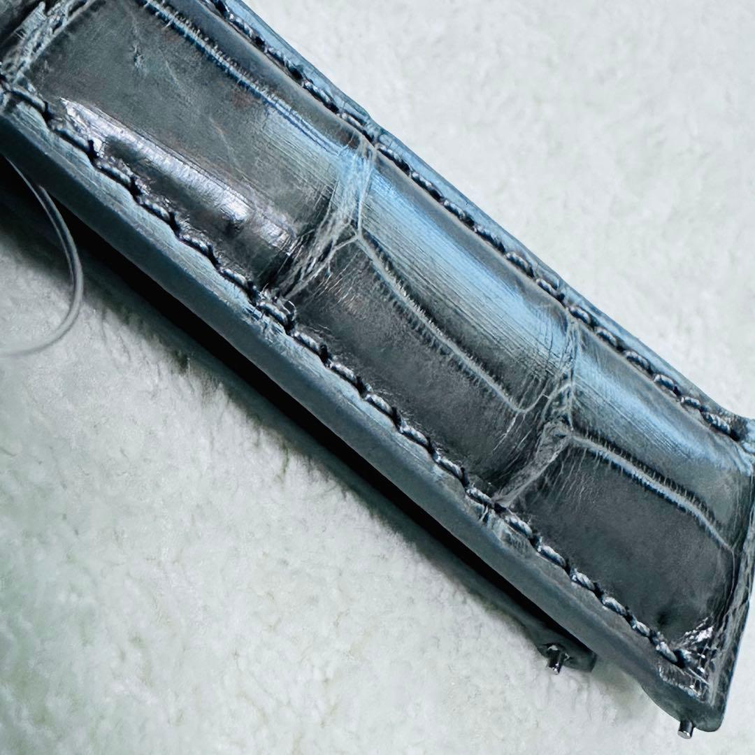 3058#20mm-18mmダークアッシュ★本物クロコダイルベルト★スイス製