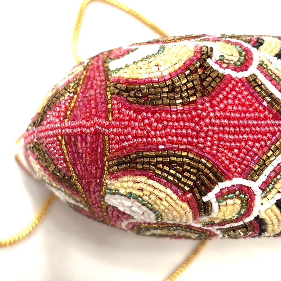 極美品 LUMY ルミー はしもと ビーズ 総ビーズ パーティバッグ 皇室