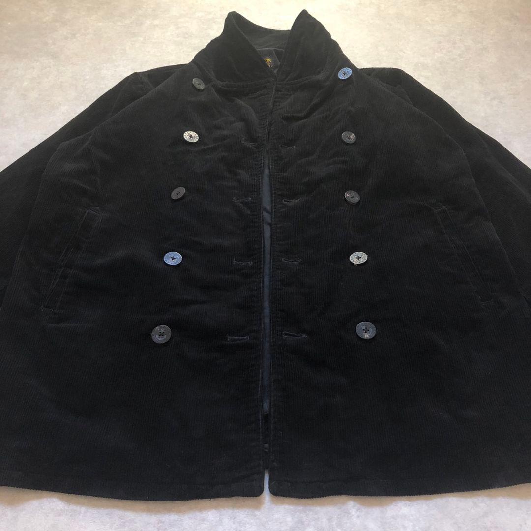 極上黒 復刻US NAVY型コーデュロイ Pコート ピーコート太畝