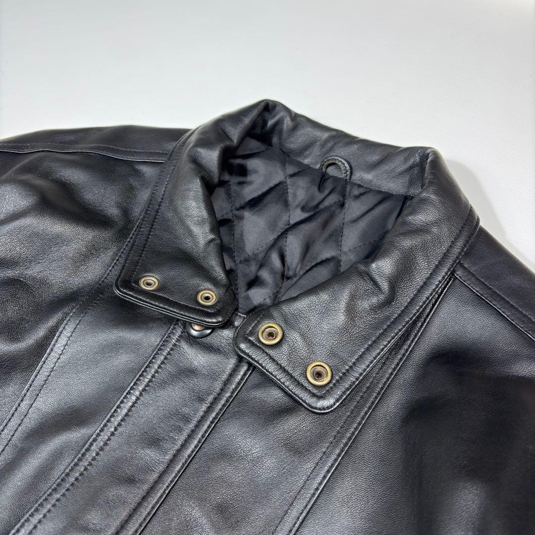 【極美品】FARAGO 羊革 レザージャケット A2 中綿キルティング 黒 M