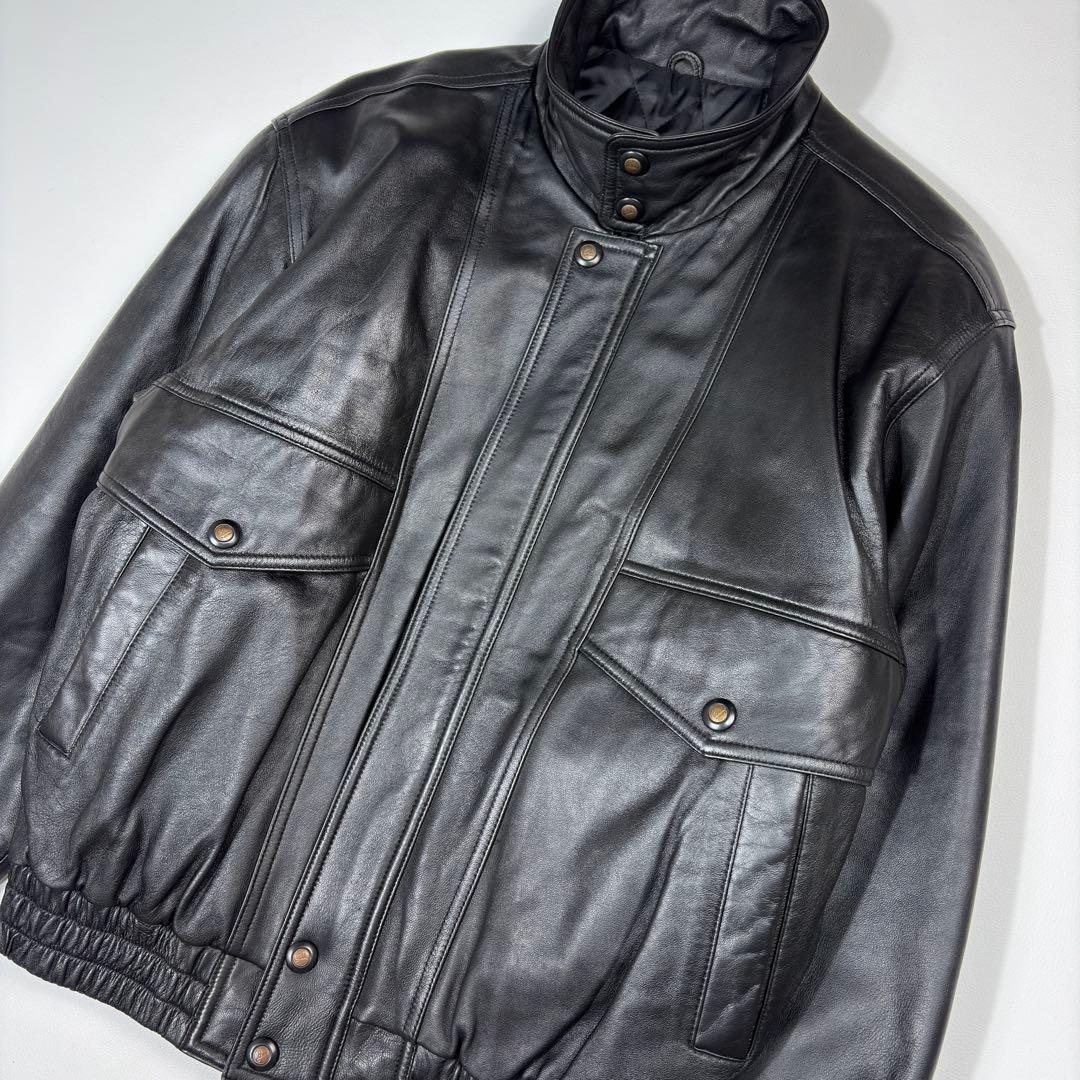 【極美品】FARAGO 羊革 レザージャケット A2 中綿キルティング 黒 M