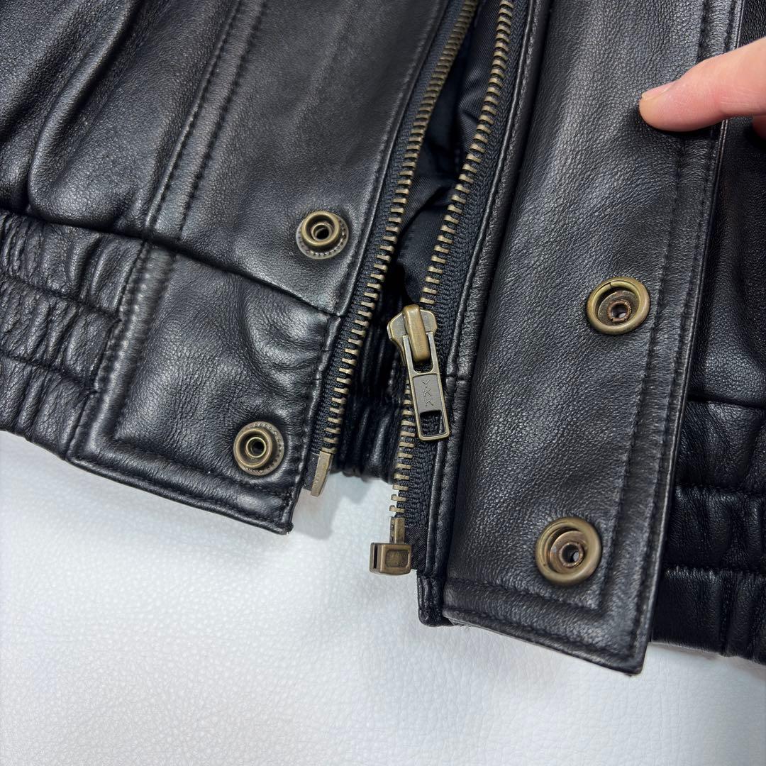 【極美品】FARAGO 羊革 レザージャケット A2 中綿キルティング 黒 M