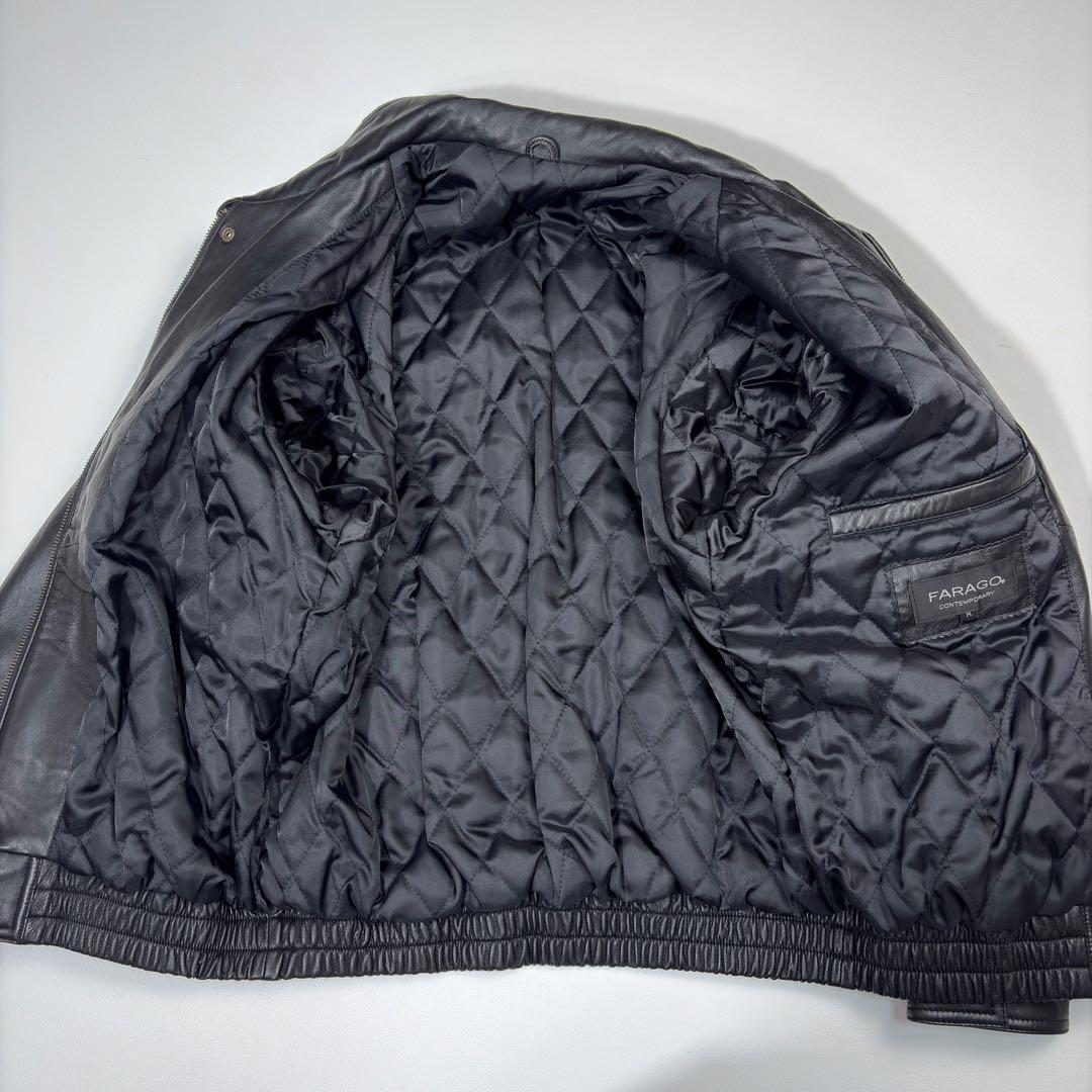 【極美品】FARAGO 羊革 レザージャケット A2 中綿キルティング 黒 M