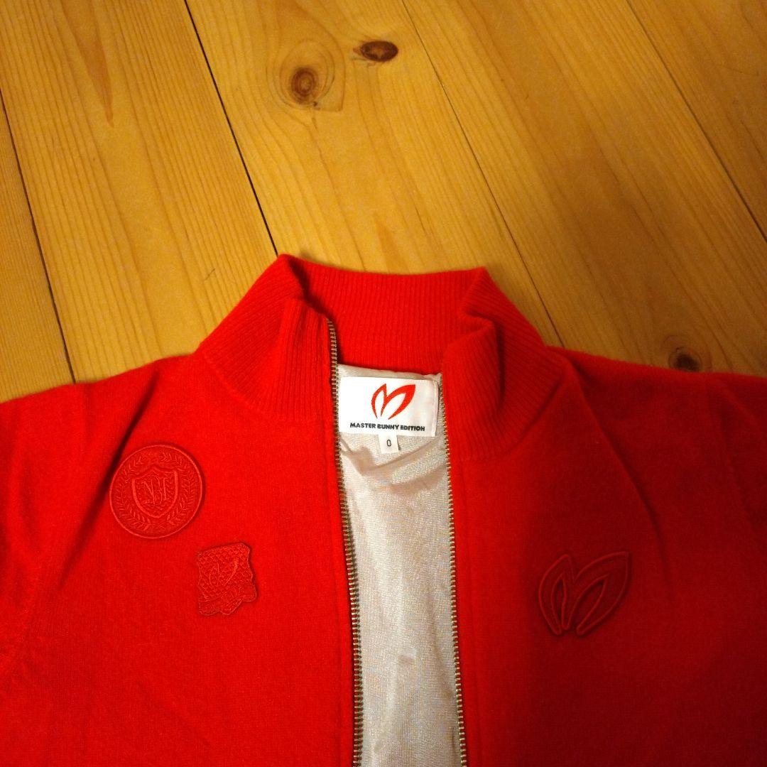 赤 ジップアップセーター