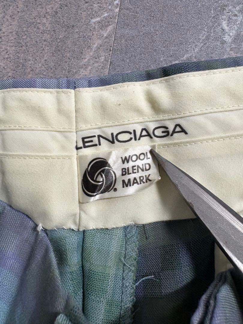 パンツ 90s BALENCIAGA wide wool check slacks