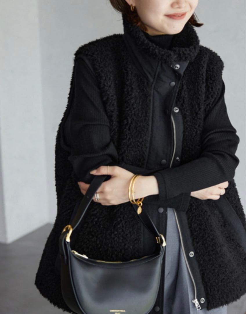 SLOBE ブラック フリース ベスト