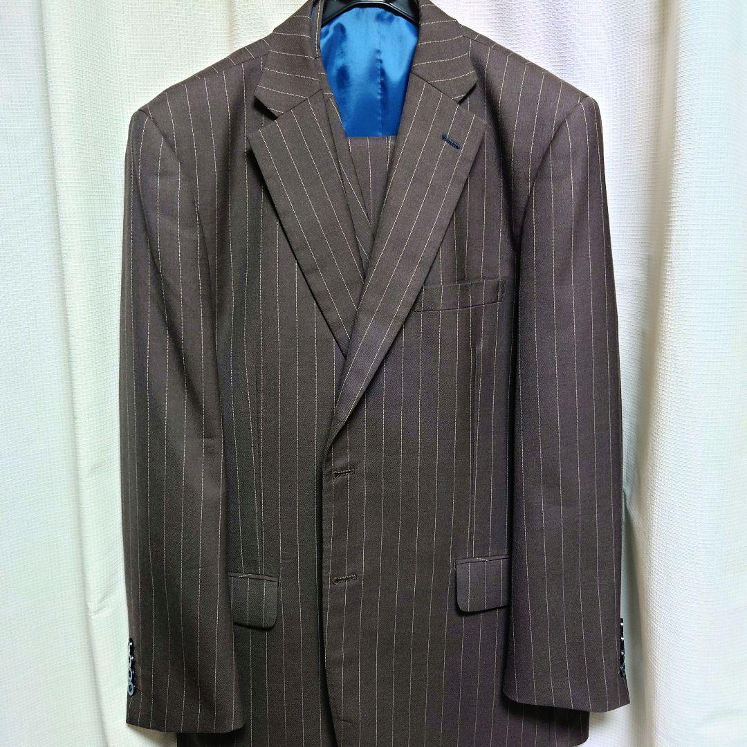 ■最終値引■【大きいサイズ】 フルオーダースリーピーススーツ ブラウン 美品