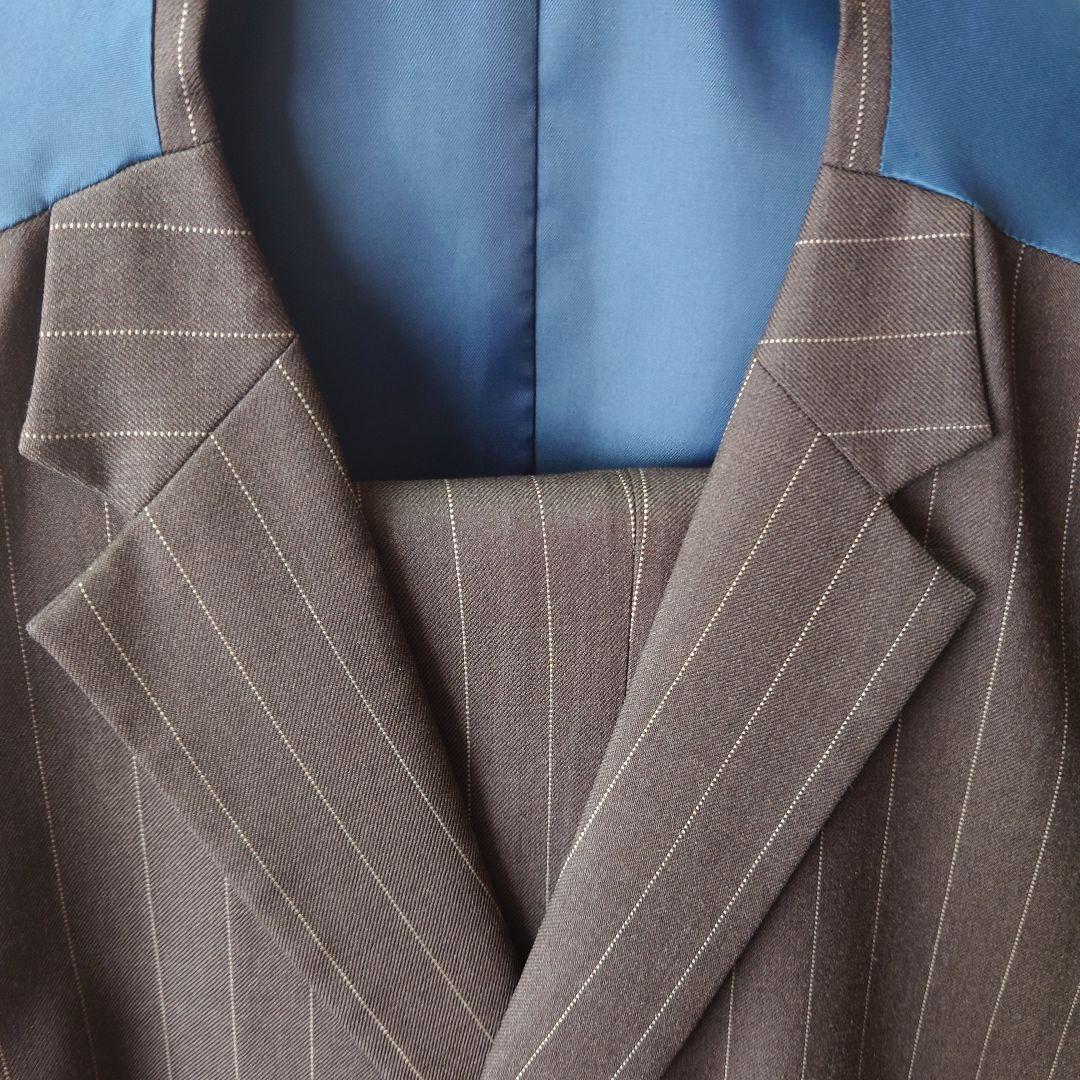 ■最終値引■【大きいサイズ】 フルオーダースリーピーススーツ ブラウン 美品