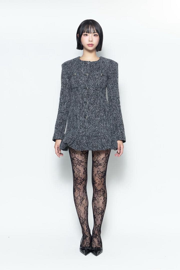 ワンピース theredthread S tweed balloon dress mini