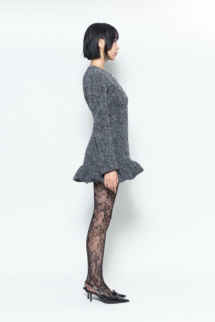 ワンピース theredthread S tweed balloon dress mini