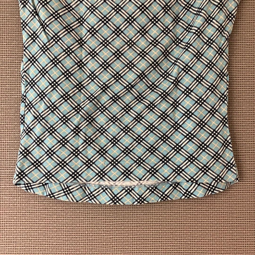美品　バーバリーブルーレーベル　タンクトップ　ノバチェック　水色　M