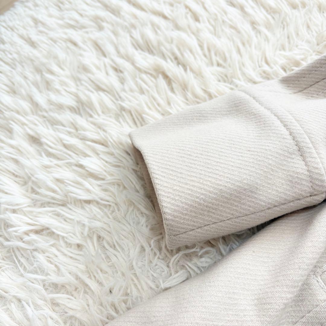 イブルース　大きいサイズ　スタンドカラーロングコート　リブニット　42アイボリー