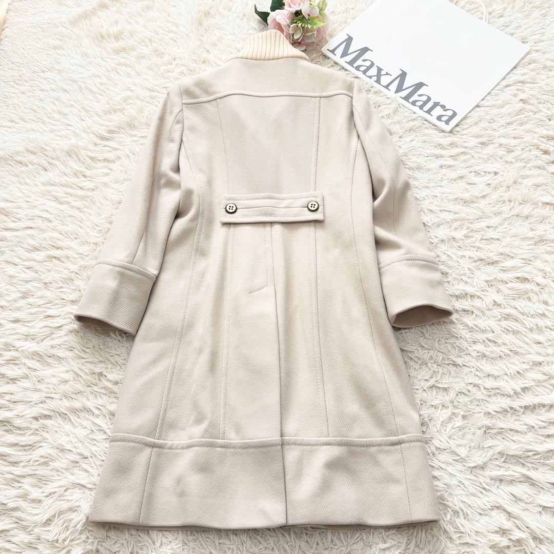 イブルース　大きいサイズ　スタンドカラーロングコート　リブニット　42アイボリー