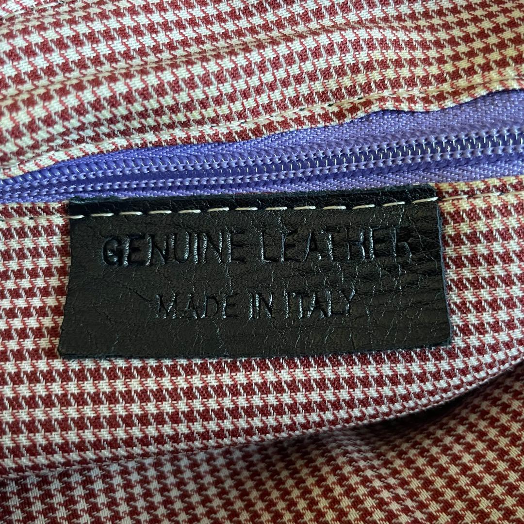 黒 編み込みレザー ボストンバッグ