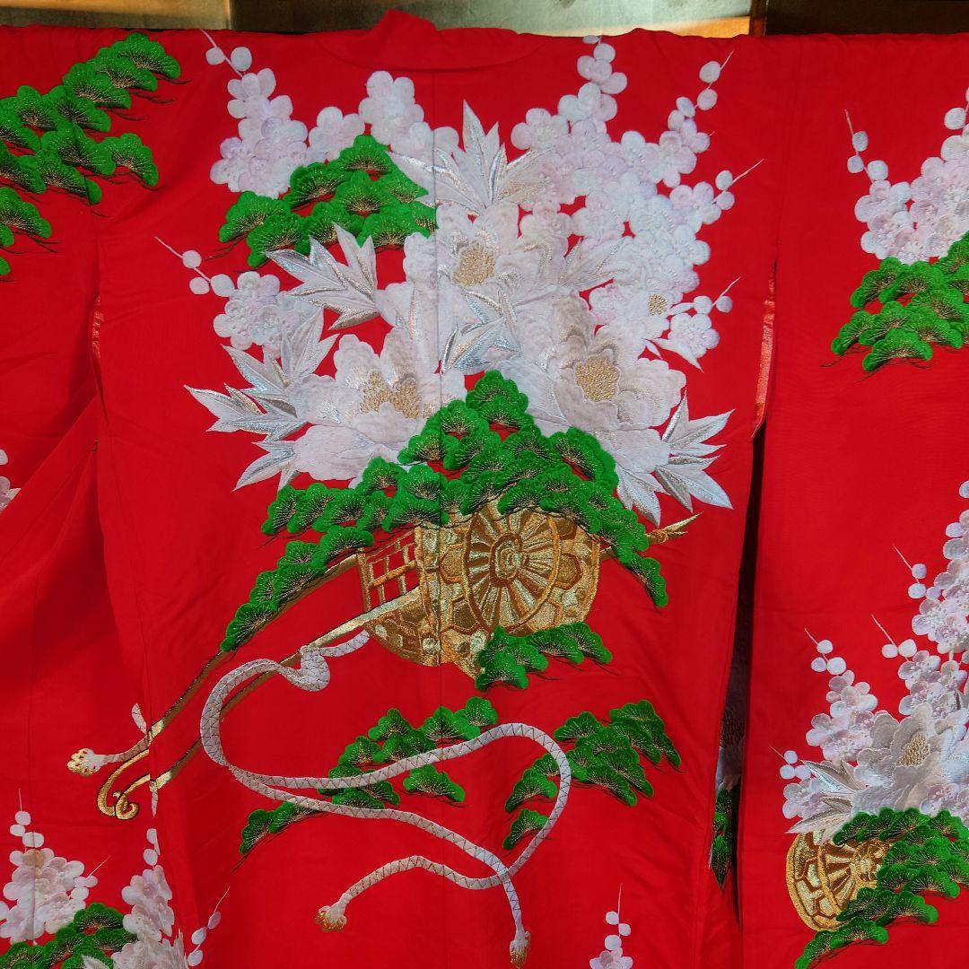 赤色 花柄刺繍 色打掛 結婚式用