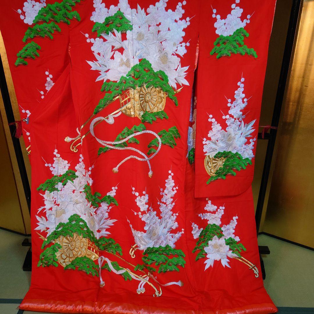 赤色 花柄刺繍 色打掛 結婚式用