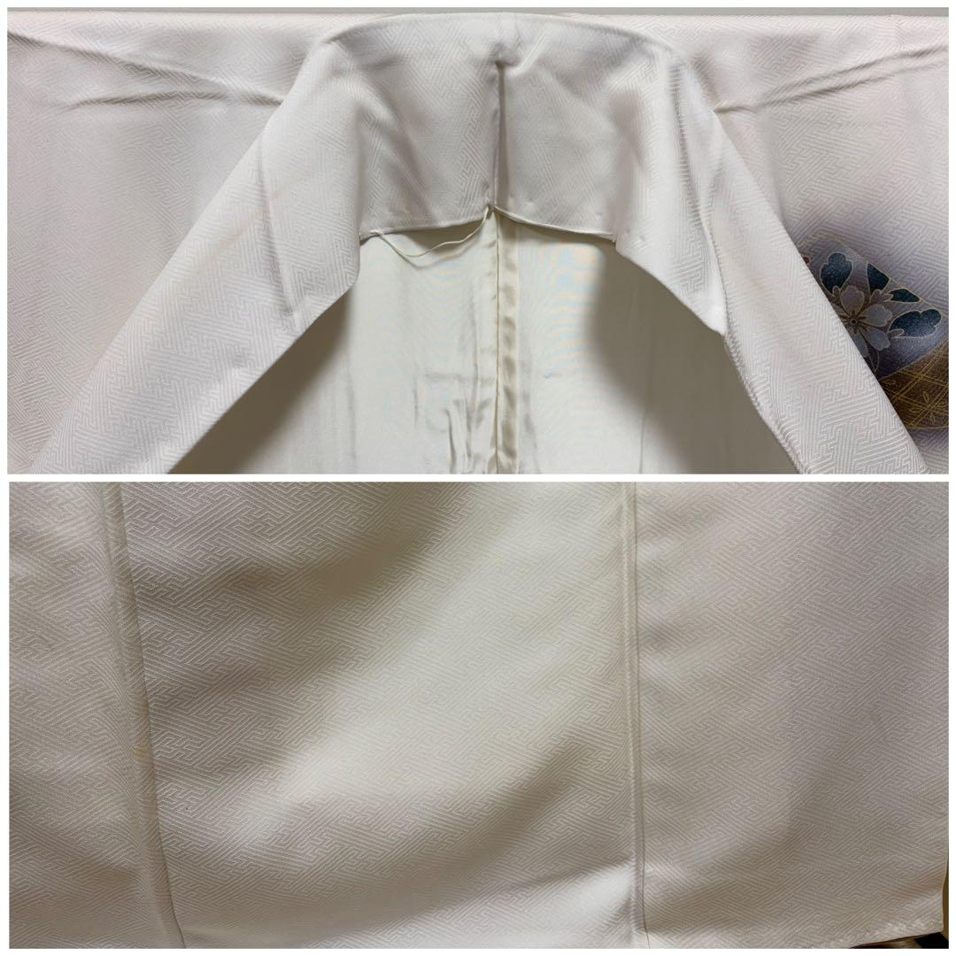 A 鳳凰に唐草唐花模様 白 金彩 正絹 袷 訪問着 着物 K33