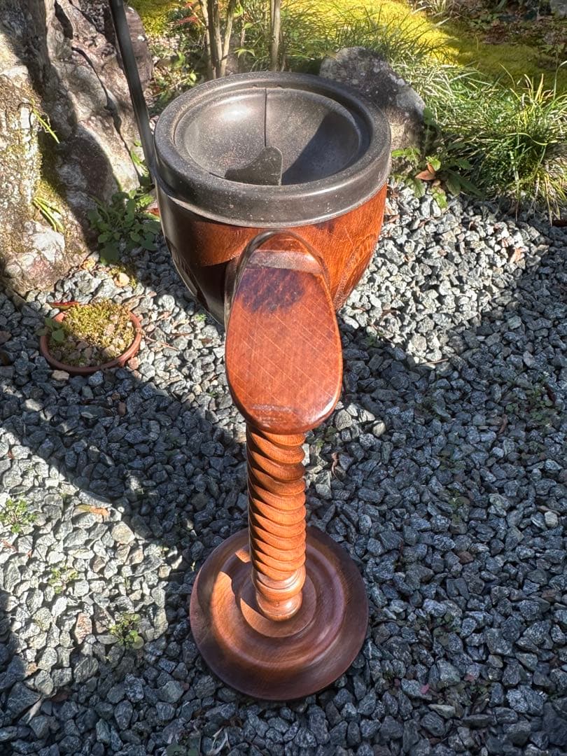 昭和レトロ　スタンド灰皿　パイプ型　当時物　レトロ　木製灰皿