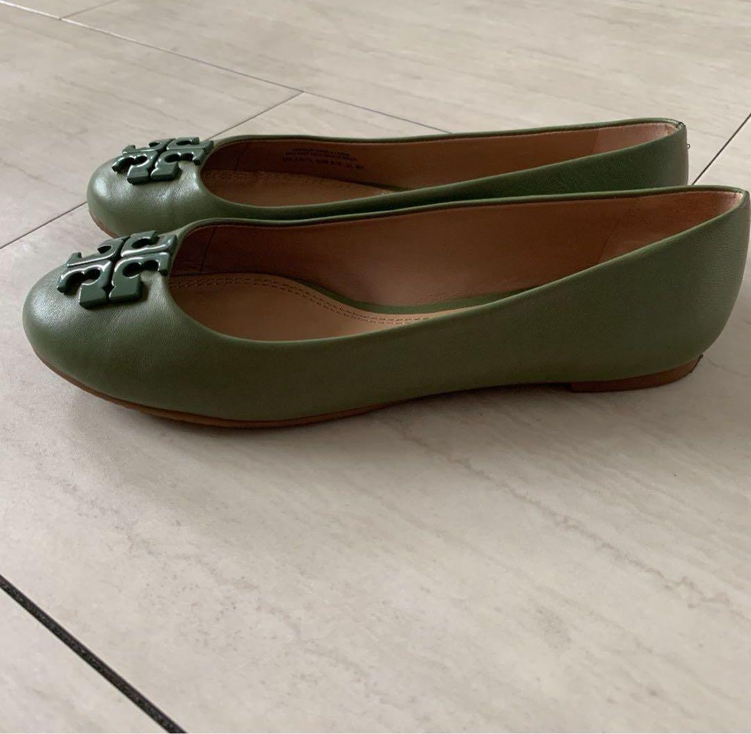 トリーバーチ　シューズ　25 グリーン レザー