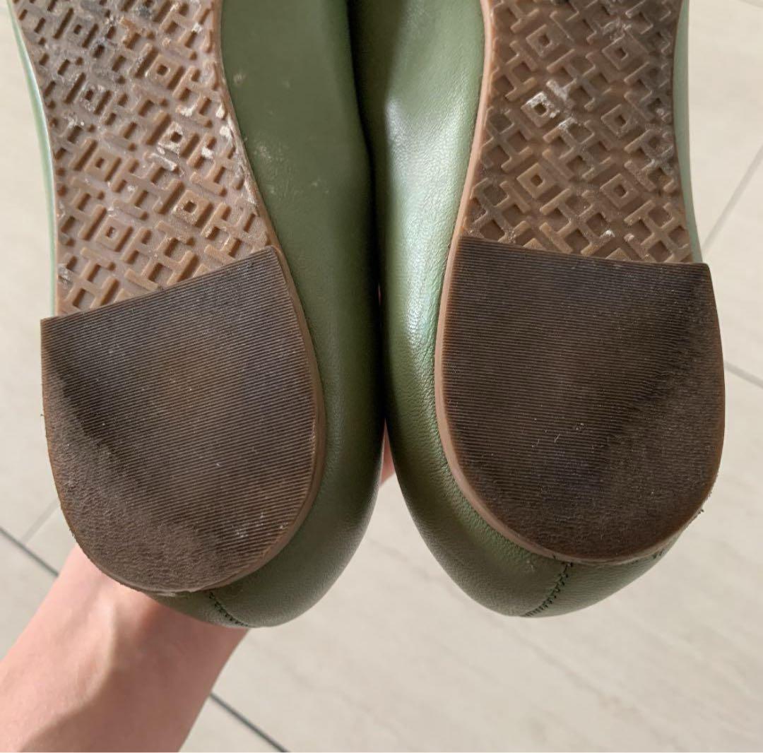 トリーバーチ　シューズ　25 グリーン レザー