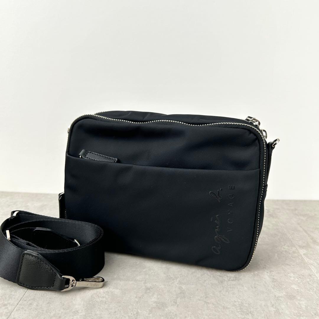 【美品✨️】agnes b コンパクトナイロンショルダーバッグ ブラック