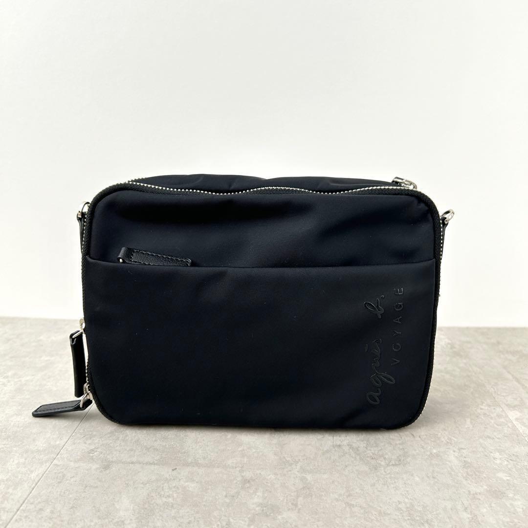 【美品✨️】agnes b コンパクトナイロンショルダーバッグ ブラック