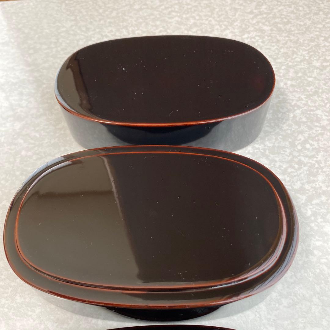 国産　日本製　川連漆器　木製　漆塗り　二段小判弁当箱　溜内朱