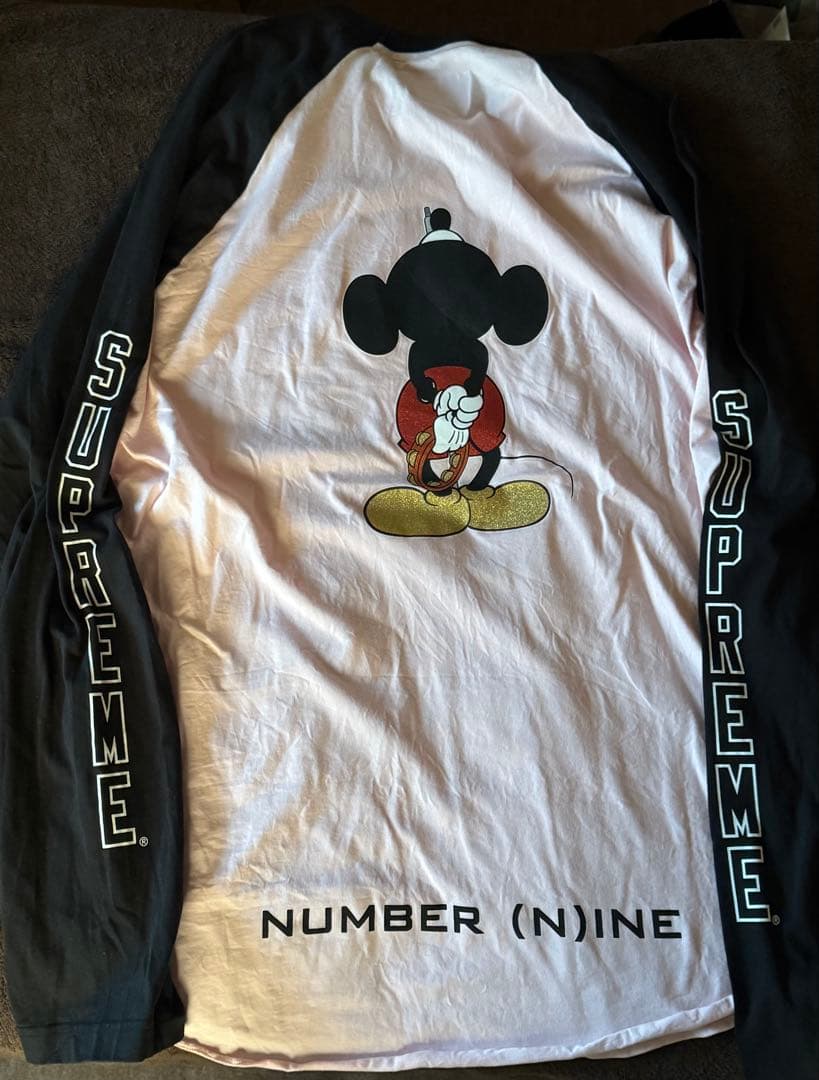 Supreme×ナンバーナイン x ミッキ－ L/S Top ピンク XLサイズ
