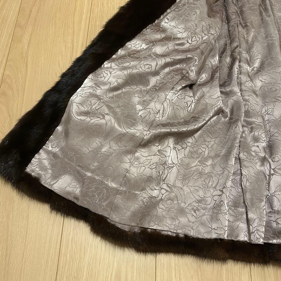 【美品】最高級　ミンク　毛皮　コート　ファー 毛艶良好　セミロング　花柄　T