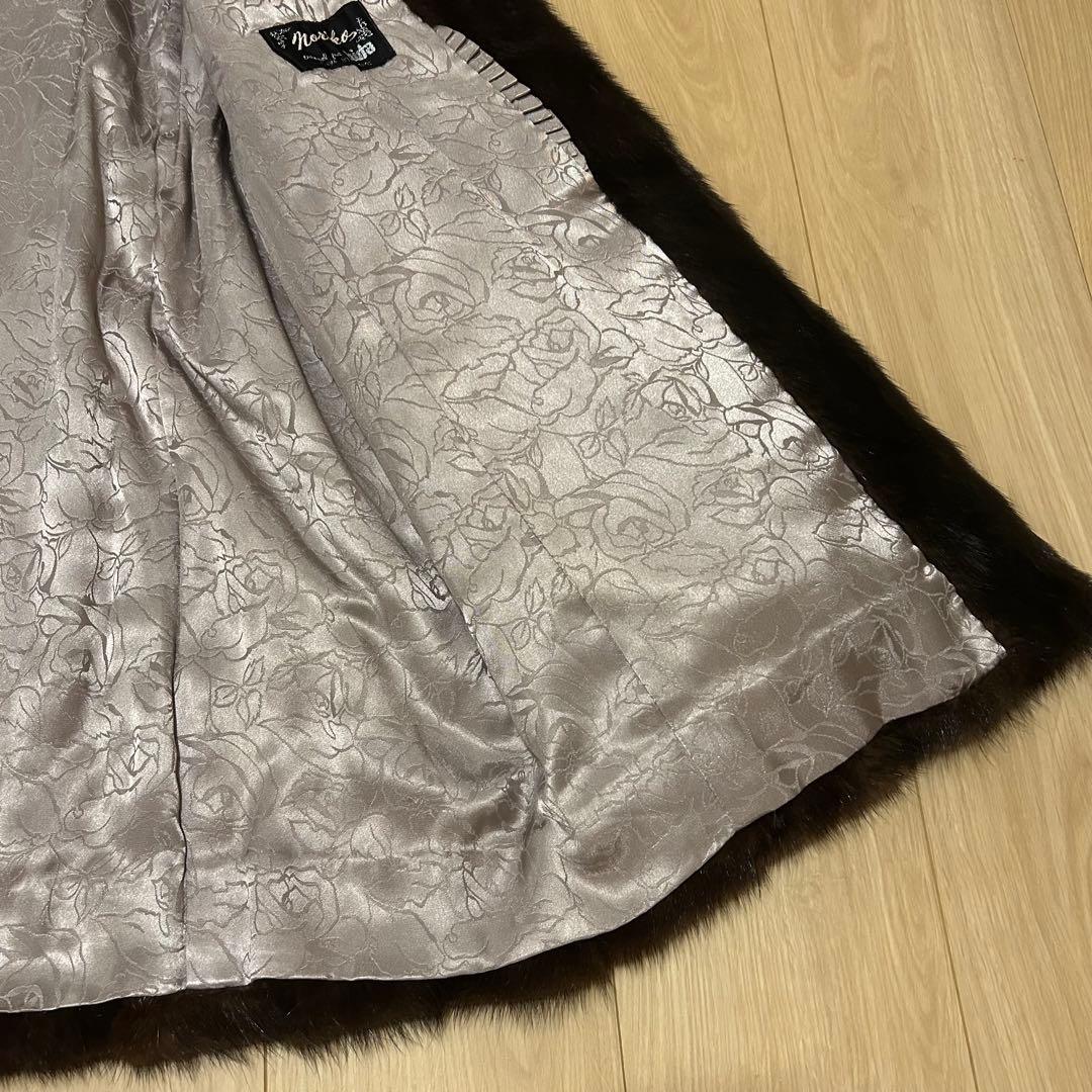 【美品】最高級　ミンク　毛皮　コート　ファー 毛艶良好　セミロング　花柄　T